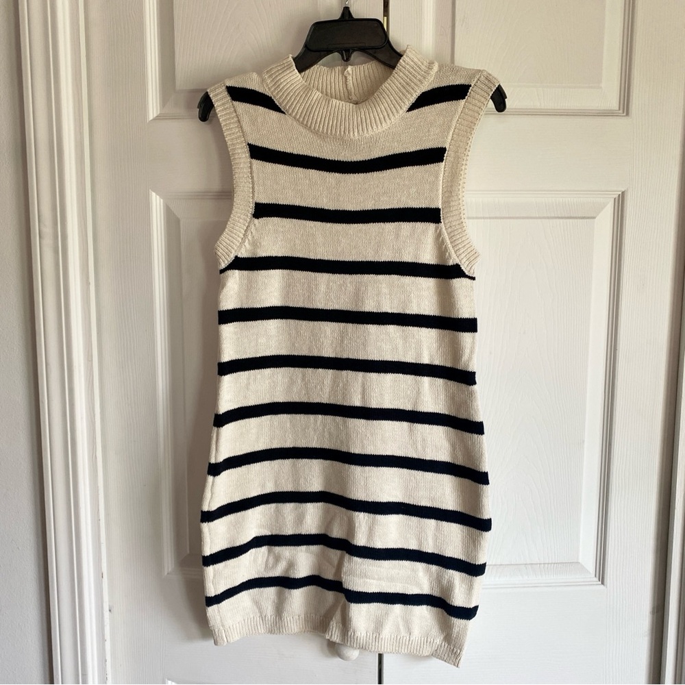 Sanctuary Life Is Easy Sweater Dress Chalk White Black Stripe SMALL - Picture 4 of 6